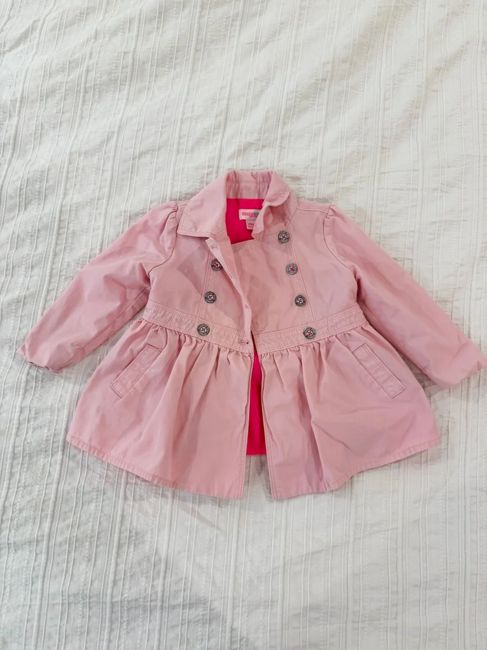 OshKosh B'gosh Pink Double Breasted Peacoat Jacket Toddler Girl 24M / 2T